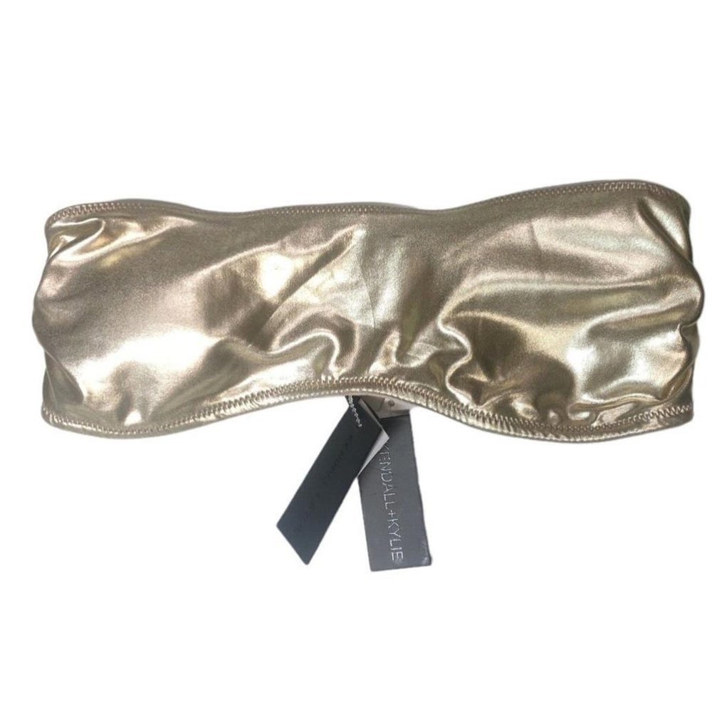 Kendall + Kylie Ladies Bandeau Swimsuit Top, Light Foil Gold, S